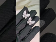 モダン スタイル カスタマイズ ゴールド ジュエリー ツー バタフライ イヤリング 18K ホワイトゴールド、ダイヤモンド