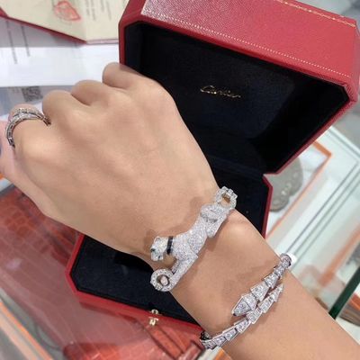 Luxury 18k White Gold Diamond Bracelet VVS Diamond Panthere De Brand Bracelet OEM