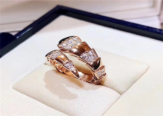 Handmade 18K Gold Diamond Jewelry  /  Snake Ring With Black Onyx