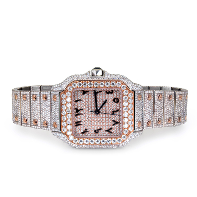 Mens Women Diamond Iced Out Bling Watches Dial Bezel Band VVS Moissanite Watch