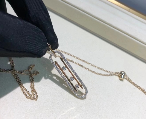 OEM 18K White Diamond Necklace Paved VVS Diamond AU750 Gold Move Necklace