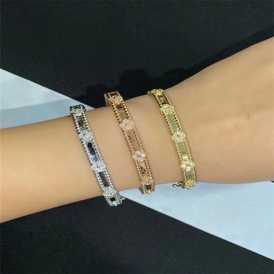 ソリッド ゴールド ヴァン クリーフ ジュエリー 18K ローズ ゴールド ペルレ スイート クローバー ブレスレット